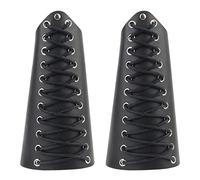 2 pièces brassards en Cuir Viking, Bracelet en Cuir Manchette médiévale, brassards de tir à l'arc Punk Knight pour Hommes Femmes (Le Noir)