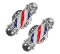 2 Pièces Broche de Coiffeur Vintage en Alliage, Badge Rond pour Veste | Électroplacage Argenté, Retrait Facile, pour Tenue Professionnelle, Présent Pensé aux Barbiers, Collection