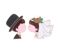 2 Pièces Broche de Mariage Cartoon en Métal pour Revers de Costume | Style Romantique et Festif, Confortable à Porter, Facile à Fixer, pour Mariés et Cortèges