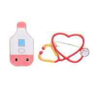 2 Pièces Broche de Revers Médicale en Alliage, Cœur Coloré | Émail Lumineux, Finition Résistante, Style Professionnel, pour Service Hospitalier et Journée Internationale des Infirmières