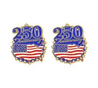 2 Pièces Broche Drapeau Américain 250e Anniversaire en Alliage