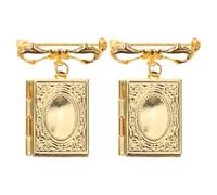 2 Pièces Broche en Alliage avec Épingle, Médaillon Photo Souvenir | Mariage et Remise de Diplômes, Reflet Léger en Surface, Port Confortable Toute la Journée, Or