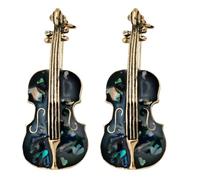 2 Pièces Broche en Violoncelle et Coquille, Style Vintage | Noir, Décor et Surface Lisse, pour Concert, Mariage, Paquet à Dos ou Pantalon