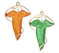 2 Pièces Broche Feuille d'Elfe Rétro, Vert et Orange Porte Avec Un Costume, Une Jupe ou Une Cape