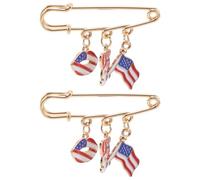 2 Pièces Broche Patriotique Américaine en Acier Inoxydable | Épingle Décorative Légère, Éclat Solide, pour Femmes et Hommes, Memorial Day et 4 Juillet