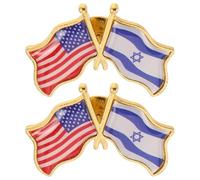 2 Pièces Broche Souvenir Américano-israélienne Drapeau | Insigne à Épingle Collection, Résistance à Décoloration, Facile à Porter, pour Veste, Paquet et Revers