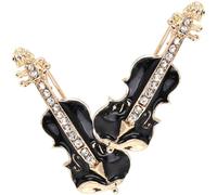 2 Pièces Broche Violon Créative en Alliage Noir pour Vêtements | Épingle Décorative à Clip, Forme Violon, Style Adorable et Unique, Accessoire pour Tenue Habillée