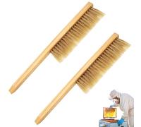 2 pièces Brosse à Abeille en CRIN Naturel avec Manche en Bois, Outil de Ruche à Poils d'apiculture Double rangée pour l'élimination en Douceur des Abeilles, Fournitures pour Apiculteur