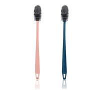 2 pièces Brosse à Bouteilles en Silicone Brosse de Nettoyage Brosse à Vaisselle Longue Brosse Nettoyeur de Bouteilles Brosse à Verre Set Bottle Brush pour Bouteilles de Soda(Rose+Bleu)