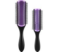 2 Pièces Brosse à cheveux D4 9-Row D3 5-Row,Brosse Cheveux BoucléS Femme Homme Brushing Crepus Fins Magique De Anti Casse Noeuds Shampoing Professionnel Pousse Hair Plate Antistatique (Violet)