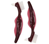 2 Pièces Brosse à Prothèses Dentaires Nettoyage, Double Face | Compacte et Portable, Double Tête en PP Nylon Rouge, Usage Quotidien Dehors et Voyage