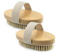 2 Pièces Brosse à sec pour le corps, Brosse exfoliante physique, Brosse masseuse pour le drainage lymphatique, brosse de bain à poils naturels pour Une Amélioration de La Circulation Sanguine