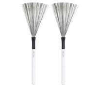 2 Pièces Brosse à Tambour en Fil D'acier Manche Bois Blanc | Prise Confortable, Effet Ressort, Son , pour Pratique, Débutant, Batteur, Set Jazz