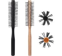2 Pièces Brosse Cheveux Bouclés,Brosse Ronde Cheveux,Manche Bois Naturel,Brosse Demelante Cheveux En Nylon,Brosse Brushing Barbe,Pour Le Coiffage Quotidien Et Le Brushing