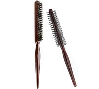 2 Pièces Brosse Cheveux,Brosse Poils Sanglier,Brosse Cheveux Poils de Sanglier,Brosse Sanglier Cheveux,Brosse Ronde pour Longs Cheveux,Ondulés,Secs ou Abîmés,21cm+24cm