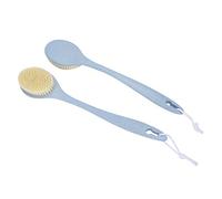 2 pièces brosse de bain à cheveux doux à long manche Massage du corps nettoyage brosse de douche exfoliante soins de la peau doux conception ergonomique usage domestique plastique (Bleue)