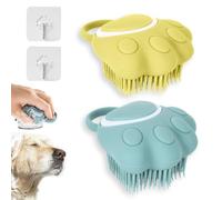 2 Pièces Brosse de bain pour chien et chat, Brosse de Bain pour Chien,avec distributeur de shampoing et brosse de massage pour chiot, Effet de massage,Enlève les poils morts,la saleté et la poussière