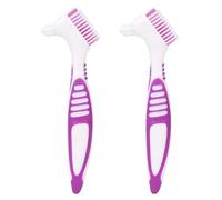 2 pièces brosse de nettoyage de prothèse dentaire double face brosse à dents fausses dents brosse de nettoyage portable brosses à dents pour prothèses dentaires nettoyant pour