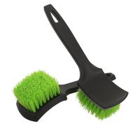 2 Pièces Brosse de Nettoyage, Manche Long Ergonomique Vert | Poils Fermes et Bords Droits, Plastique Léger, pour Grange et Ranch Surfaces Dures