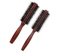 2 Pièces Brosse Ronde Poils de Sanglier Grande Brosse à Cheveux Ronde Brosse Ronde Antistatique pour Brushing avec Manche en Bois Brosse à Rouleau Coiffante pour Brushing et Lissage