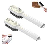 2 pièces Brosses à Chaussures Double Face 2 en 1,Brosse Daim Chaussures avec Gomme de Nettoyage,brosses de Polissage à Long Manche en ABS,Nettoyant Multifonction pour Nubuck et Daim (Blanc)