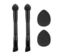 2 Pièces Brosses De Correcteur Et 2 Morceaux De Bouffée De Poudre De Doigt, Fournitures De Beauté, Applicateur Cosmétique, Outil De Marque Portable (Noir).