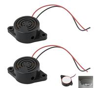2 Pièces Buzzers Piézo Électronique 12V, Buzzer Sonore Continu DC 3-24V, Avertisseur Sonore 100dB Étanche Haute Intensité, Alarme Sécurité pour Voiture Moto Système Industriel Extérieur (Noir)