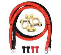 2 Pièces Câble Batterie 2AWG/ 35mm² 120cm, 12V/24V Onduleur Batterie Câble avec Cosses à Anneau M8, Rouge et Noir +1 Pair Cosse Batterie, Câbles de Batterie pour Voitures, Motos, Camping Cars Solaires