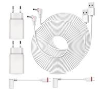 2 Pièces Câble d'alimentation Long 10 M Et Adaptateur, Câble Secteur Et Adaptateur, Câble De Charge pour Ring, Câble De Charge USB-C Compatible avec Ring Spotlight Cam Plus/Pro Et Stick Up Cam