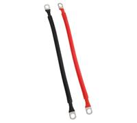 2 Pièces Câble de Batterie 2 Awg en Cuivre Étamé Cosses Annulaires | Silicone Noir et Rouge, Repères Imprimés Taille et Mètre, pour Contrôle Rapide et Baisse de Tension