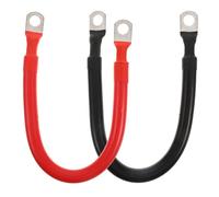 2 Pièces Câble de Batterie 2 Awg en Cuivre Étamé et Silicone, Noir | Paire à Cosses Annulaires Étamées, Repères Imprimés, Usage Batterie, Onduleur, Solaire hors Réseau
