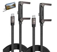 2 Pièces Câble de Chargeur 2-en-1 240W USB-C avec Support Latéral Invisible | Câble de Charge Rapide avec pour Smartphones et Tablettes Laptop Mac Book Support Téléphone Intégré Câble Tressé 1,5 m