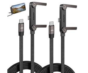 2 Pièces Câble de Chargeur 2-en-1 240W USB-C avec Support Latéral Invisible | Câble de Charge Rapide avec pour Smartphones et Tablettes Laptop Mac Book Support Téléphone Intégré Câble Tressé 1,5 m