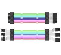 2 Pièces | Câble Extension Alimentation Néon ARGB | Alimentation de Carte Mère ATX RVB 24 Broches Câble Extension PSU + Extension de Câble GPU 3 * 8 Broches