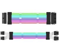 2 Pièces | Câble Extension Alimentation Néon ARGB pour Carte Mère ATX 24 Broches + Double Câble GPU à 8 Broches