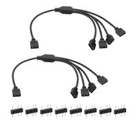 2 Pièces Câble Répartiteur ARGB 3Pin 1 vers 4, Hub ARGB Splitter ARGB 1 à 4, Câble Ventilateur Splitter 30cm, Répartisseur avec Connecteurs Mâles pour Bande LED et Ventilateurs, Compatible 3Broches