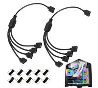 2 Pièces Câble Répartiteur ARGB 5V 3 Pin 1 vers 4, 30 cm Hub ARGB Adaptateur RGB, Connecteurs Mâles, Compatible Cartes Mères ASUS MSI Gigabyte, Extension pour Ventilateurs LED Adressables et Bandes