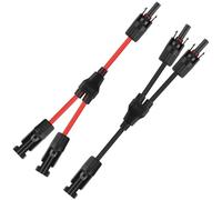 2 Pièces Câble Y Panneau Solaire 4mm² 8AWG Connecteur Solaire MC4 Y Mâle Femelle ((MMF FFM) Professionnel Étanche IP67 pour Module PV Photovoltaïque Panneaux Solaires Rouge et Noir