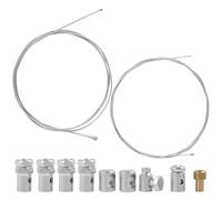 2 Pièces Câbles d'Accélérateur de frein et d'Embrayage Universels, Câble de Gaz Accélérateur Argent, avec Serre-Câbles pour Moto, Tondeuse et Quad, Kit Complet pour Remplacement et Réparation