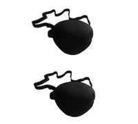 2 Pièces Cache-œil Pirate en Mousse Haute Élasticité, Noir | Polyester Ajustable, Bloque la Lumière, Usage Cosplay, Convient Amblyopie et Strabisme, sans Irritation