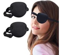 2 Pièces Cache-Oeil Visuel Médical,Cache-Oeil Élastique,Cache-Oeil Pirate,Patch D'oeil Strabisme Ajustable Pour Les Yeux Avec Boucle Pirate Halloween Fête D'habillage D'halloween Noir