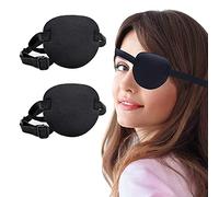 2 Pièces Cache-Oeil Visuel Médical, Cache-Oeil Élastique, Cache-Oeil Pirate, Patch d'Oeil Strabisme Ajustable pour Les Yeux avec Boucle Pirate Halloween Fête D'Habillage D'Halloween Noir