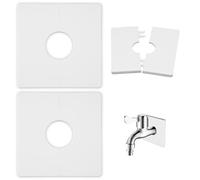 2 Pièces Cache Tuyaux Carrés Autocollants,Cache-Tuyaux Carrés en Plastique ABS Autocollants, 21mm de Diamètre Carré Rosace Robinet,pour Couvrir Les Fils,Robinets,Tuyaux et Trous Dans Les Murs(Blanc)