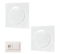 2 Pièces Caches de Prise Murale Autocollants 86x86mm, Plaque de Couverture en Plastique Blanc pour Interrupteur, Cache pour Prise ou Trou Murale Non Utilisés