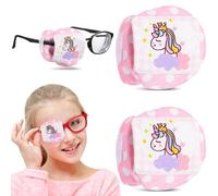 2 Pièces Caches-Œils pour Enfants Cache-Œils pour Lunettes Cache-Œils Réutilisables en Coton Cache-Œil de Licorne Rose 3D pour Filles Garçons Cadeaux de Noël de Licorne (Œil Droit)