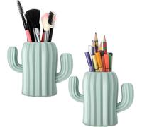 2 Pièces Cactus Porte-Stylo Cactus Stylo Crayon Conteneur Fournitures De Bureau Stylo Tasses Cosmétique Maquillage Porte-Pinceau Pour Étudiant Multifonction Boîte De Rangement Bureau (Vert)