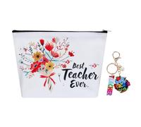 2 Pièces Cadeau Maitresse D'école, Trousse à Maquillage Porte-Clés Merci Maitresse Cadeau d'école Fin d'année Remerciements Professeure Assistante Maternelle (Meilleur)