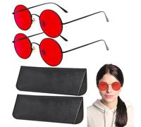 2 Pièces Cadre Round Cadre Retro Sunglasses Et 2 Morceaux De Sacs De Verres, Accessoires De Vinaigrette, Accessoires De Mode, Universelles pour Les Hommes Et Les Femmes.