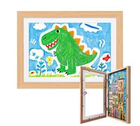 2 Pièces Cadres pour Dessins d'Enfants A4, Cornici per Disegni di Bambini, Cadres d'Art pour Enfants à Ouverture Frontale au Format A4 pour Accrocher ou Poser des Dessins d'Enfants (en Bois)