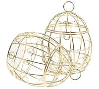 2 Pièces Cage à Oiseaux Décorative Dorée, Panier Métal Ajouré | Treillis Creux, Base Ouverte et Bords Polis, Anneau Suspendre, pour Bijoux et Clés, Intérieur Extérieur